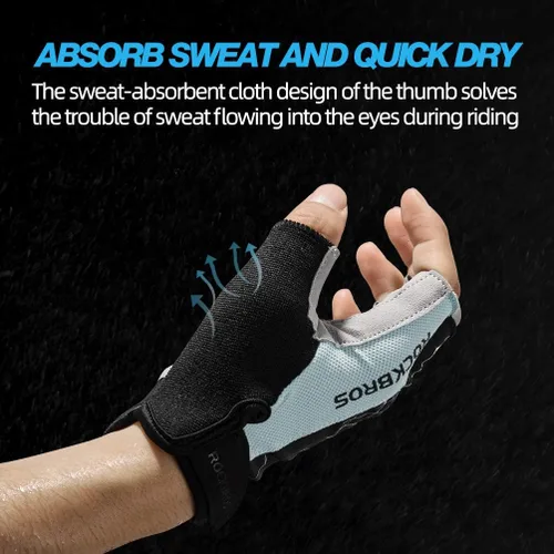 Vista 5 de ROCKBROS Guantes de ciclismo para hombre, guantes de bicicleta de montaña, guantes de bicicleta SBR Pad antideslizante guantes de conducción