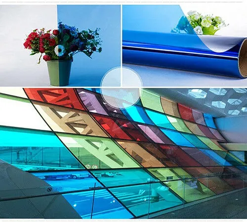 Vista 6 de Película de tinte para ventana de hogar de 7.87 x 11.81 pulgadas (7.9 in x 11.8 in), película tintada estática para ventana, control de calor Azul