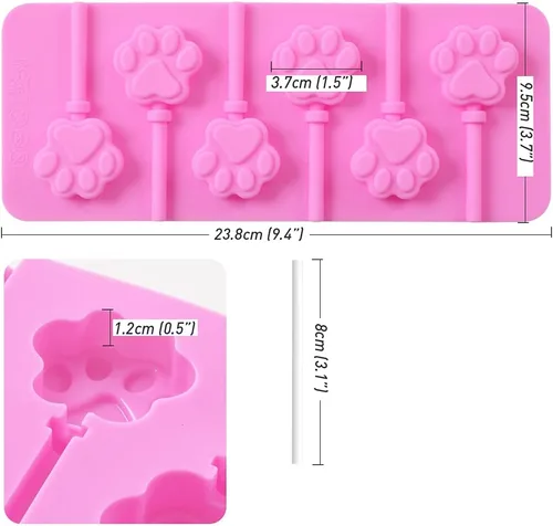 Vista 2 de Newk Molde de silicona Lollipop, 4 paquetes de 6 moldes de silicona antiadherentes para piruletas de chocolate y dulces