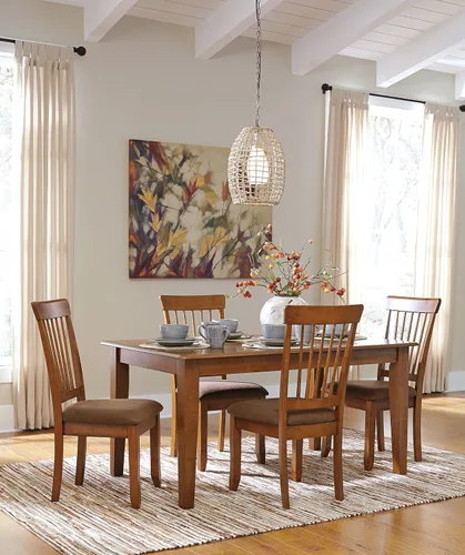 Vista 12 de Signature Design by Ashley Berringer Sillas de comedor con respaldo de husillo de 18" (juego de 2) – Marrón claro rústico con asiento acolchado