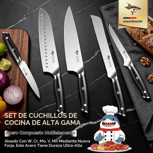 Vista 2 de MAD SHARK - Juego de cuchillos de cocina, 5 piezas de cuchillos de chef