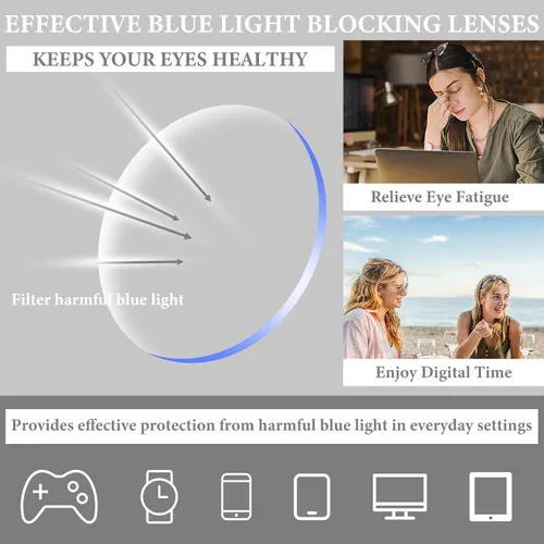 Vista 5 de Gafas de lectura progresivas multienfoque para mujer, de gran tamaño, bloqueo de luz azul, estilo Oprah, lectores de computadora