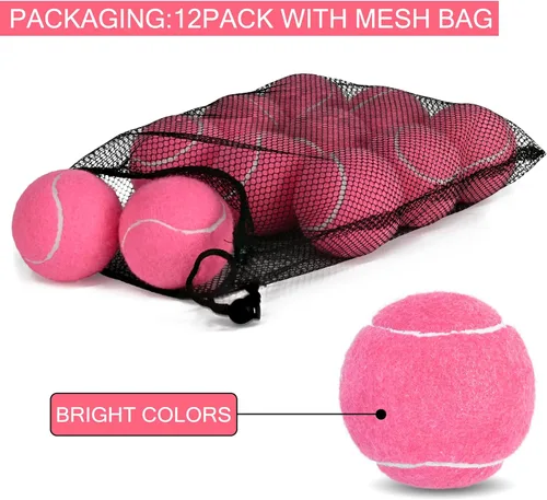 Vista 2 de INSUM Tennis Balls, Extra Duty Practice Tennis Balls with Mesh Bag Rosa