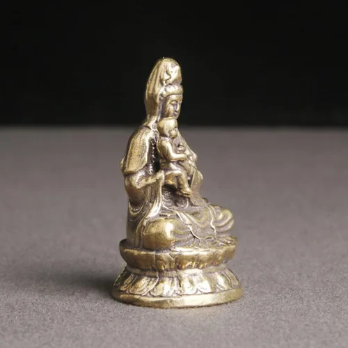 Vista 6 de ORFOFE Kuan - Escritorio de latón femenino para Quan Feng Mercy Lotus A Kwan Style Decoración a estatua Estatua Yin Kids Songzi Good Decorative Have
