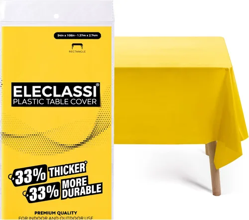 Vista 19 de Eleclassi Negro Paquete de 12 Manteles Redondos de Plástico Desechables Premium - Manteles de Mesa de Plástico Redondos de 84 Pulgadas para Fiestas