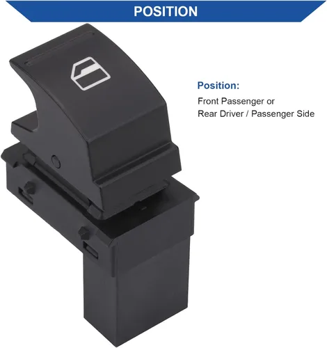 Vista 2 de Obaee Interruptor de control de ventana eléctrica para puerta, botón lateral del pasajero, compatible con VW Volkswagen Golf Caddy Rabbit EOS Jetta
