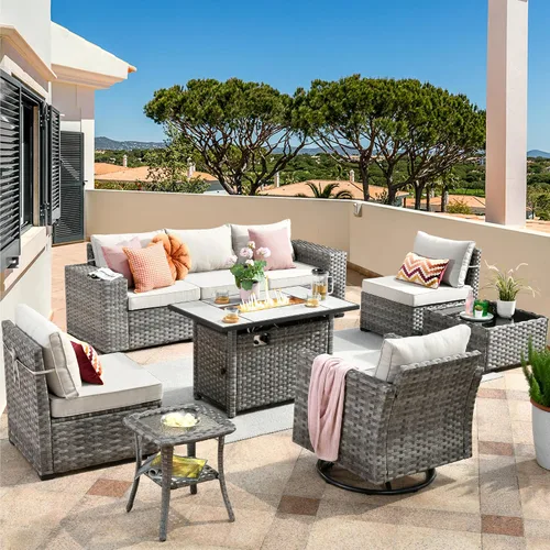 Vista 68 de HOOOWOOO Outdoor Patio Sectional Furniture Sofa Set with Widened Armrest,6 Piece Small Modern Wicker Couch,Modular L Shaped Conversation Seating Set