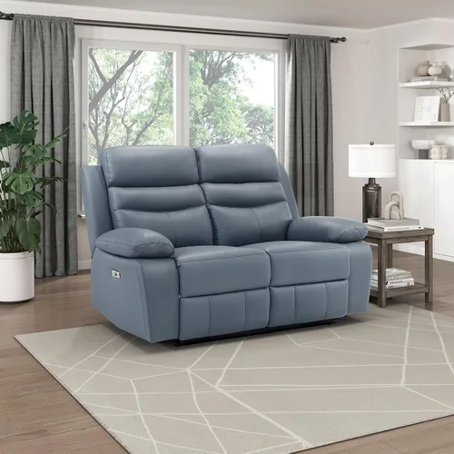 Vista 15 de Lexicon Silla Reclinable para Sala de Estar de Combinación de Cuero, Asientos para Cine en Casa, Sillón Reclinable Pegado a la Pared, Sillón Azul