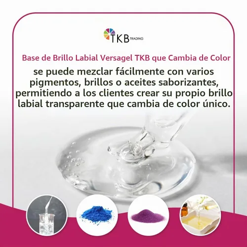 Vista 5 de TKB Base de brillo labial Versagel que cambia de color, transparente a rosa, vegano, libre de crueldad, de larga duración, personalizable