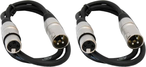 Vista 2 de Audio2000'S ADC2037X2 - Paquete de dos cables XLR macho a XLR hembra de micrófono/parche/escenario/audio/grabación (dos cables de 3 pies)