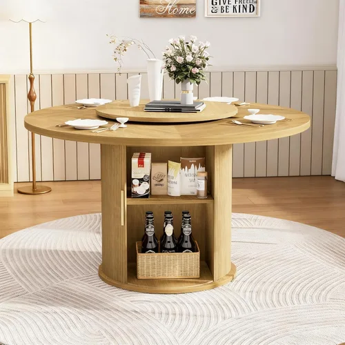 Vista 12 de Mesa de comedor extensible de 78.74 pulgadas para 6, 8 y 10, moderna mesa de cocina expandible de granja con pedestal de doble columna, mesa