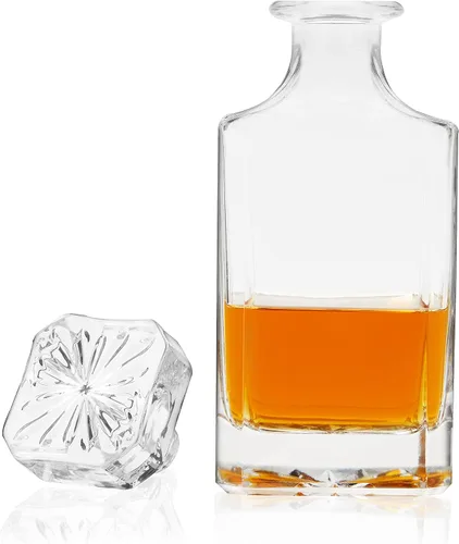 Vista 9 de True Clarity - Decantador de whisky con tapón, decantador de licor de vidrio para bourbon, escocés, vodka, licores, artículos esenciales de la cueva
