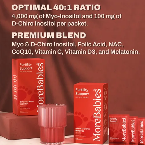 Vista 5 de Suplemento de fertilidad de mio-inositol y D-Chiro inositol para mujeres y hombres. Suministro de 30 días, paquetes con sabor a bayas. Promueve