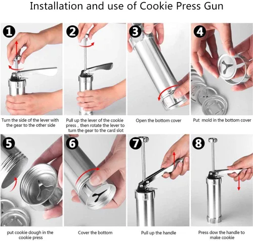 Vista 4 de Kit de pistola de prensa de galletas para hacer galletas, máquina para hacer churro, pistola de glaseado, prensa de galletas para hornear