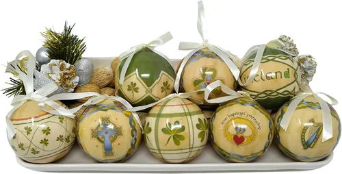 Vista 3 de Royal Tara Adornos de Navidad de papel irlandés – Bolas de globo – 2 cajas juego de 4