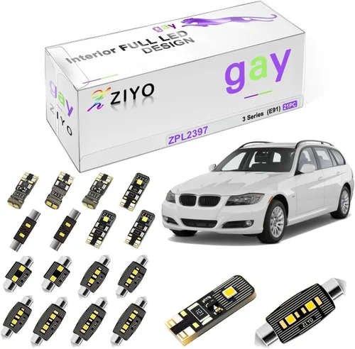 Vista 11 de ZIYO Kit de luces interiores LED de reemplazo para BMW E90 E91 E92 E93 Serie 3 2005-2013, bombillas LED de domo blanco xenón 6000K de 18 bombillas