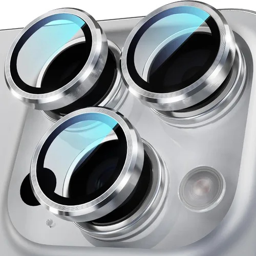 Vista 14 de YWXTW Diseñado para iPhone 14 Pro/iPhone 14 Pro Max Protector de Lente de Cámara Brillante, [Nuevo Diseño con Purpurina] Vidrio Templado de Metal