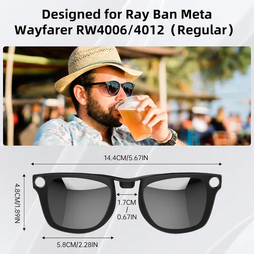 Vista 3 de Polarized Clip-on for Ray-Ban Meta Wayfarer Gen 2/1 Standard 50-22 (Silver)