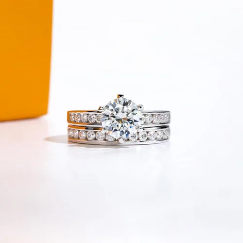 Vista 7 de Anillos de eternidad de moissanita, anillos de boda, color D, claridad VVS1, redondo, corte brillante, plata de ley 925, 56 piedras, anillos