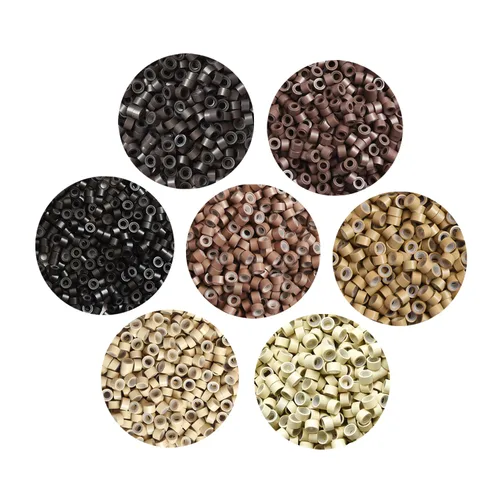 Vista 12 de 200Pcs 4mm Silicone Lined Micro Hair Extensions Beads, Black Negro