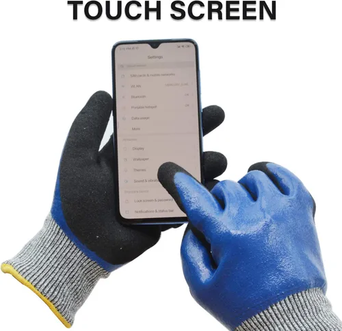 Vista 5 de Guantes de jardinería duraderos para hombres, guantes de jardín de nitrilo resistentes, guantes de trabajo de doble capa, resistentes a cortes, a