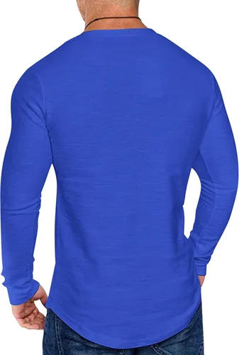Vista 4 de COOFANDY Paquete de 2 camisetas de manga larga con cuello en V para hombre, ajuste atlético
