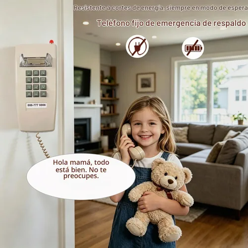 Vista 9 de HTMengt - Teléfono de pared tradicional con campana de metal, teléfono de pared clásico 2554 (compatible con audífonos), teléfono de pared retro