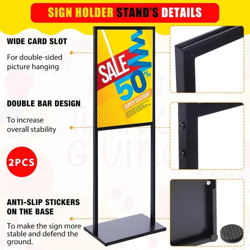 Vista 3 de Blulu Paquete de 2 soportes de póster para exhibición de 24 x 32 pulgadas, soporte para carteles deslizantes de hasta 9.47 libras, soporte de póster