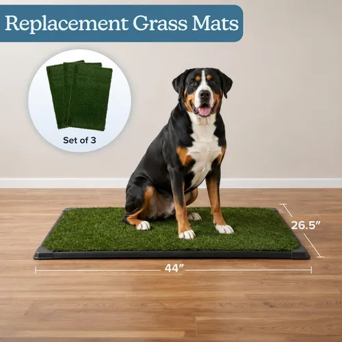 Vista 2 de PETMAKER Almohadillas para orinar de césped artificial para perros, paquete Almohadillas de césped artificial de repuesto para uso en interiores