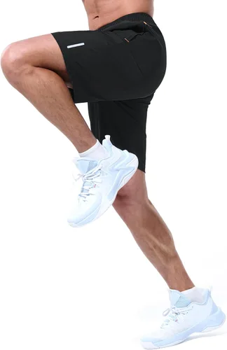 Vista 2 de Pantalones cortos deportivos para hombre, pantalones cortos de entrenamiento de secado rápido, pantalones cortos de entrenamiento de 7 pulgadas9