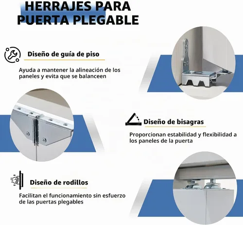 Vista 4 de BARNER HOME Puerta Bi-Fold, para apertura de 28 in. x 80 in., panel de vidrio templado esmerilado de 3 luces con kit de herrajes, MDF, puerta