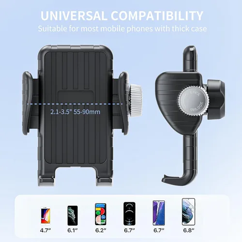 Vista 7 de Soporte de teléfono para motocicleta, manillar de bicicleta, abrazadera para teléfono celular, clip de teléfono para iPhone 16 Pro Max/Plus, 15 Pro
