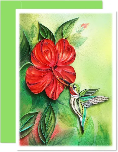 Vista 11 de KingKraft Tarjeta de felicitación de pájaro del paraíso Quilling, tarjeta de cumpleaños, tarjeta de aniversario para esposa, marido, tarjeta