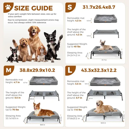 Vista 2 de Lekereise Camas elevadas para perros pequeños para exteriores, portátil, para interiores y exteriores, cama hamaca elevada para mascotas con patas