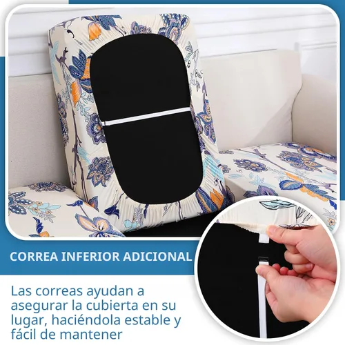 Vista 3 de hyha Fundas de cojín de sofá estampadas, fundas de sofá florales lavables para sofás con 2 cojines, fundas de cojín de patrón elástico para muebles