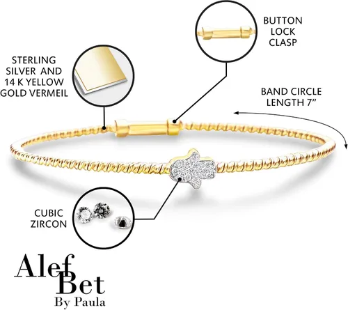 Vista 13 de Alef Bet by Paula Hamsa Hand Bracelet Sterling Silver for Women Worn for Protection and Abundant Blessings Beautiful Design for Everyday Wear