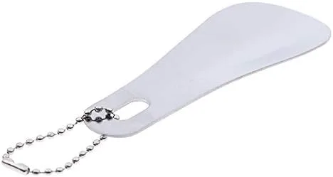 Vista 4 de Cuchara de metal de acero inoxidable para zapatos, herramienta elevadora, llavero de viaje