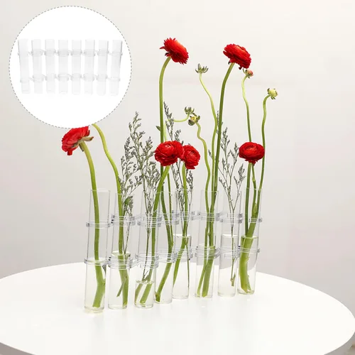 Vista 6 de DOITOOL Jarrón de tubo de ensayo, 8 piezas, tubo de ensayo de vidrio, terrario, florero de vidrio transparente, maceta decorativa de tubo de ensayo
