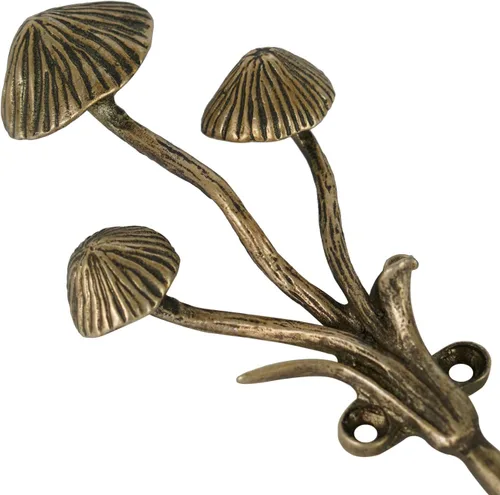 Vista 6 de SOFFEE DESIGN 2 piezas de ganchos para abrigos de metal dorado con forma de hongos 3D, para entrada, baño, dormitorio, decoración estilo granja