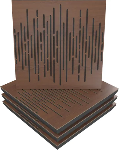 Vista 11 de Panel acústico difuso de absorción de sonido, «onda» para estudio de grabación Laminado en madera, (paquete de 4): (Negro)