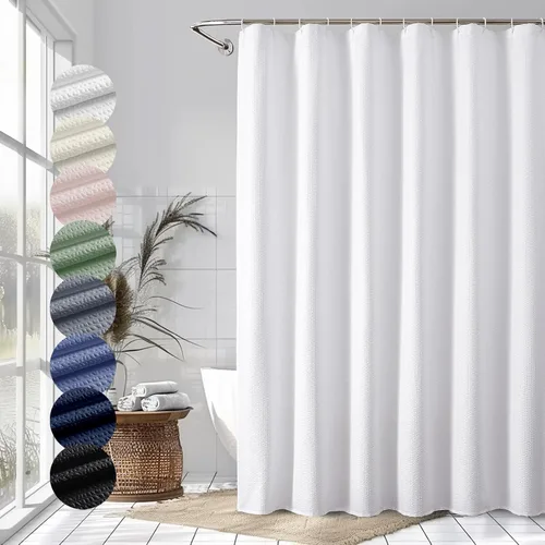 Vista 28 de OVZME Cortina de ducha de tela Berry Stall de 36 x 72 pulgadas, suave y gofre, pequeña cortina de ducha negra para baño con textura para un