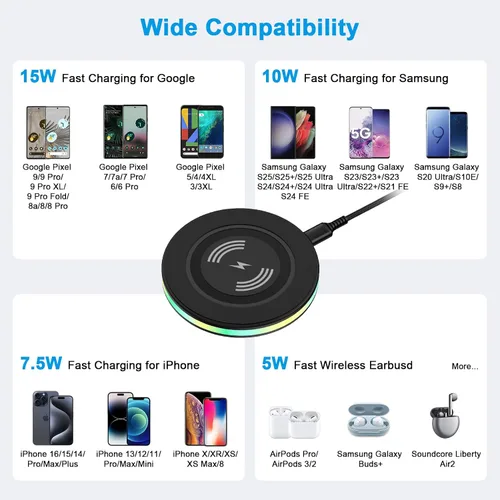 Vista 7 de Cargador inalámbrico Samsung de carga rápida para Samsung Galaxy S26 Ultra/S26+/S26/S25 Ultra/S25/S24/S23/S22/S21/S20 FE, estación de carga