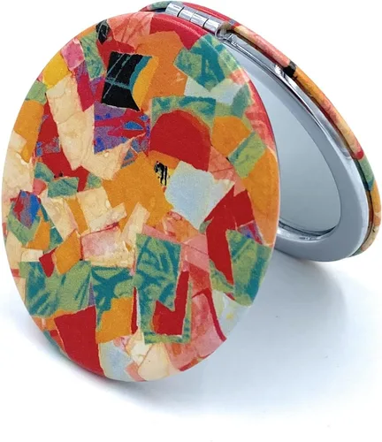 Vista 2 de Bonito espejo compacto de mano para niñas, espejo plegable para monederos, pequeño espejo de maquillaje, tamaño de bolsillo, espejo cosmético