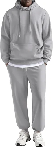 Vista 43 de COOFANDY Conjunto deportivo de 2 piezas para hombre, conjunto deportivo casual con capucha