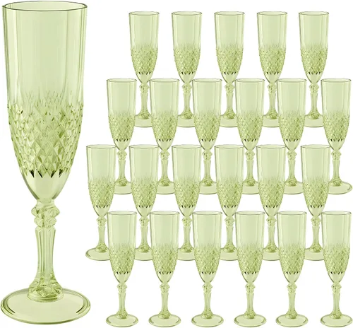 Vista 39 de Copas de champán de plástico, copas de champán a granel, copas de vino acrílicas reutilizables irrompibles para bodas, despedidas de soltero, Ámbar