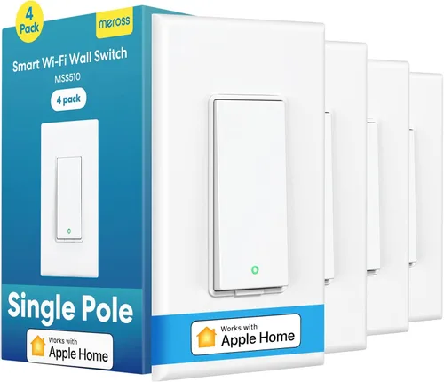 Vista 10 de meross Interruptor de luz inteligente compatible con Apple HomeKit, Siri, Alexa, Google Assistant y SmartThings, interruptor de luz Wi-Fi de 2.4