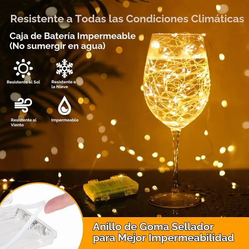 Vista 3 de Mlambert Paquete de 3 luces de hadas de 33 pies, funciona con pilas con control remoto y temporizador, impermeable, regulable, 8 modos, 100 luces