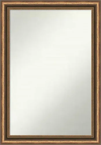 Vista 97 de Amanti Art Espejo de baño de bronce para sobre fregadero, 24 x 24 pulgadas, espejo de tocador cuadrado estrecho de bronce Manhattan, marco de madera