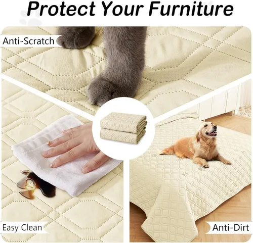 Vista 5 de hyha - Manta impermeable para cama de perro, mantas suaves para mascotas, funda impermeable para sofá para perros, fundas reversibles lavables