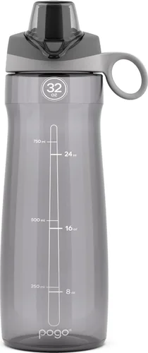 Vista 10 de Pogo Botella de agua de plástico tritán sin bisfenol A con tapa con pico de 18 onzas, color azul Leakproof water bottle with chug lid and carry